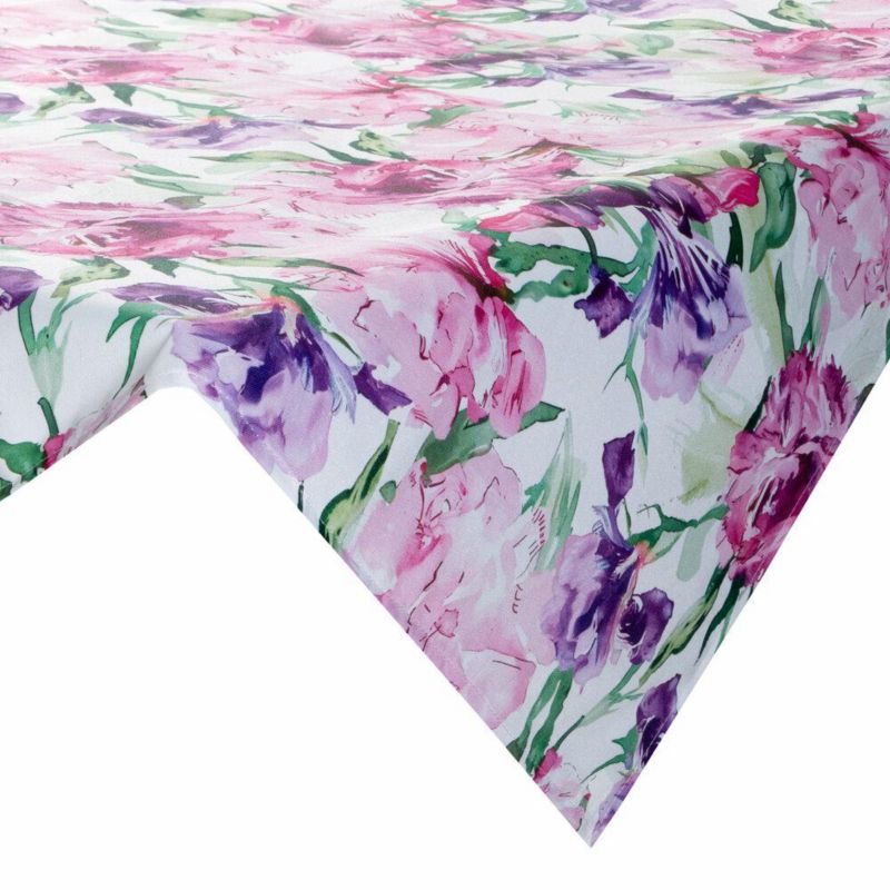 Obrus ogrodowy GARDEN/34D Eurofirany 85x85 wodoodporny kwiaty różowo, fioletowe na taras oraz balkon 1 szt.