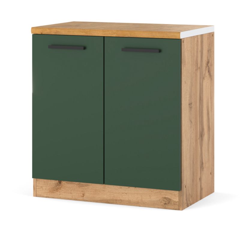 Szafka Kuchenna Hurtownia-Mebli Stojąca Blanka dolna D80 80cm Dąb Wotan Butelkowa Zieleń 80x47x85 cm 1szt.