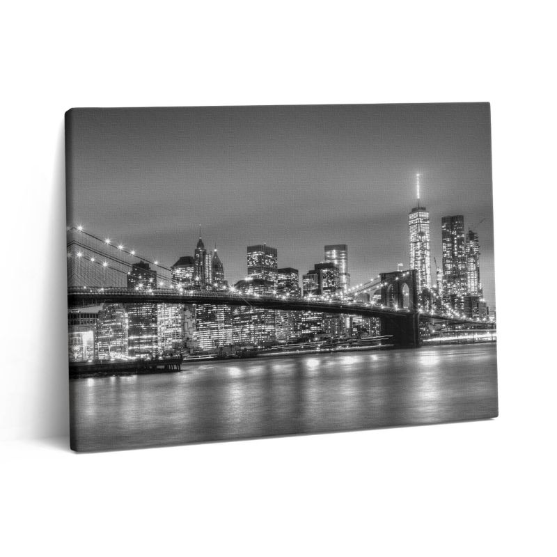 Obraz na płótnie Wallfluent 80x60 cm Nowy Jork Brooklyn Bridge nocą 1 szt.