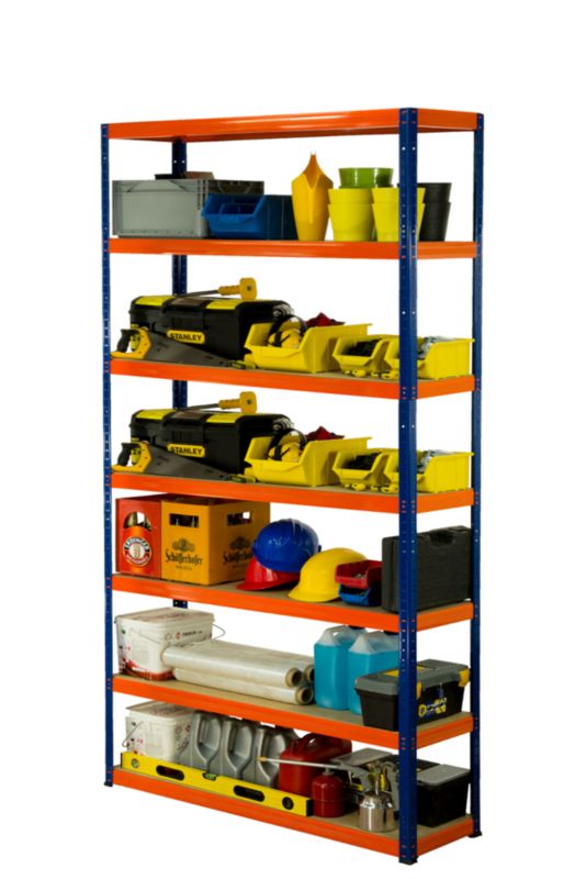 Regał metalowy MODO24 magazynowy niebiesko-pomarańczowy helios 270x180x35cm 7 półek po 275 kg 1 szt.