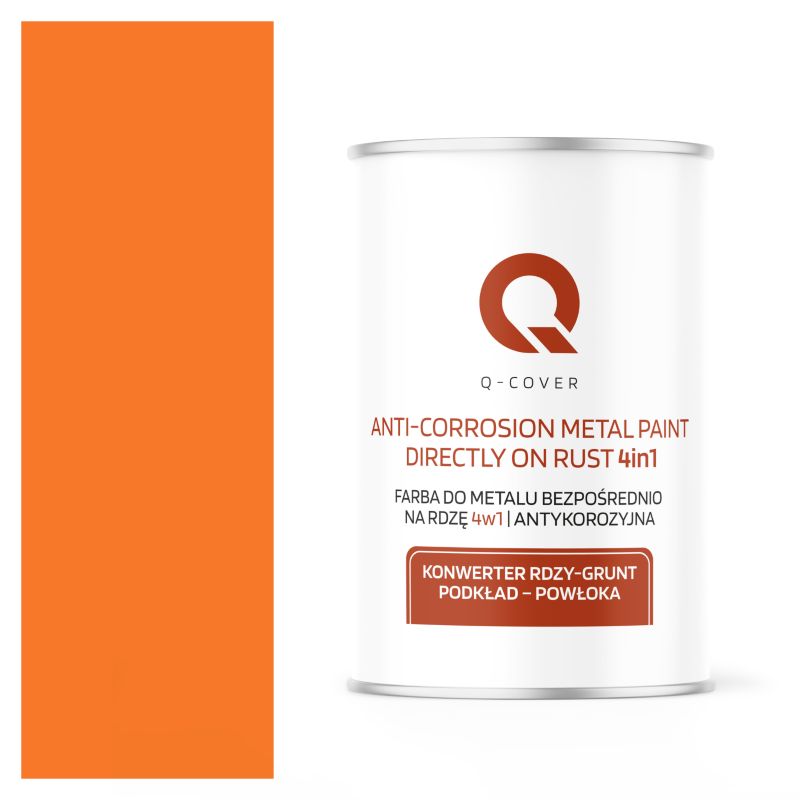 Farba do Metalu Prosto na Rdzę 4w1 Q-Cover Pomarańczowy pastelowy RAL2003 Mat 1L