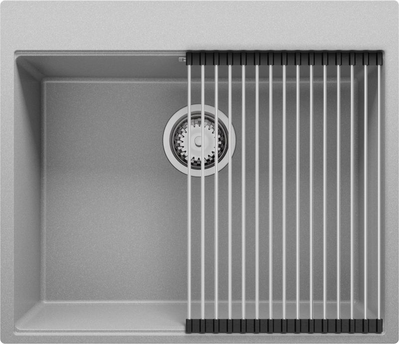Zlewozmywak Oslo PRIMAGRAN Nablatowy 58x50cm do szafki od 60cm z Syfonem i Dodatkiem Szary 1 szt.