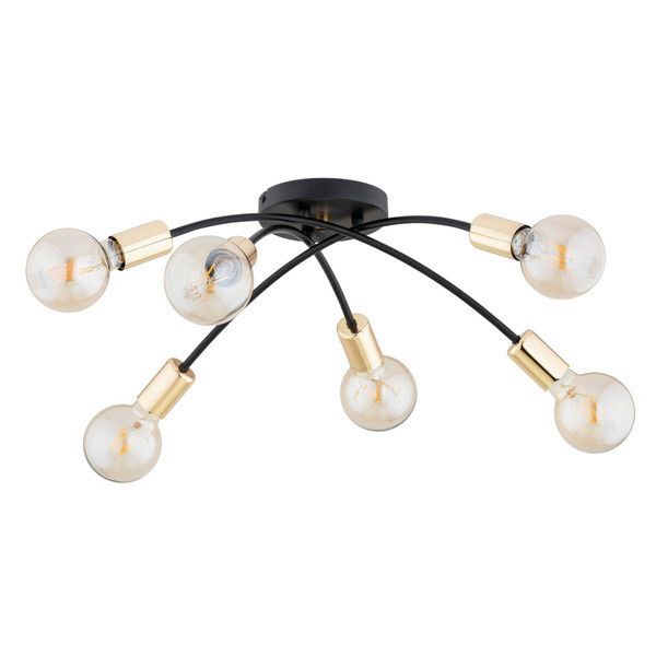 Lampa sufitowa wisząca Alfa Lensi Max 2295 czarna-stare złoto minimalistyczna 6xE27 x 15W 1 szt.