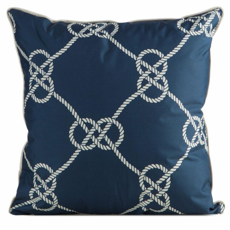 Poszewka ogrodowa GARDEN 15A Eurofirany 45 x 45 cm z tkaniny wodoodpornej granatowo, biała na taras i balkon marynistyczna szt. 1