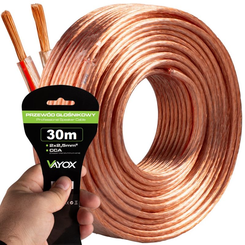 Kabel głośnikowy Vayox VA0227-30 2x2,5mm2 CCA 30m 1szt.