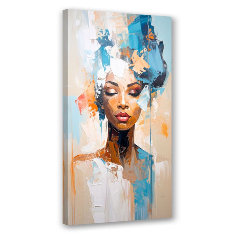 Obraz do salonu sypialni Feeby Portret kobiety abstrakcja turkusowy 50x100cm 1szt