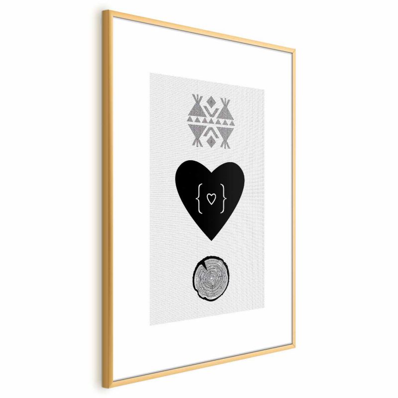 Plakat Artgeist Serce i pień 29,7x42 cm z ramą złotą 1 szt