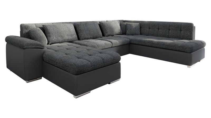 Narożnik z funkcją spania MIRJAN 24 Niko lewy grafitowa ekoskóra + czarna plecionka 1 szt.