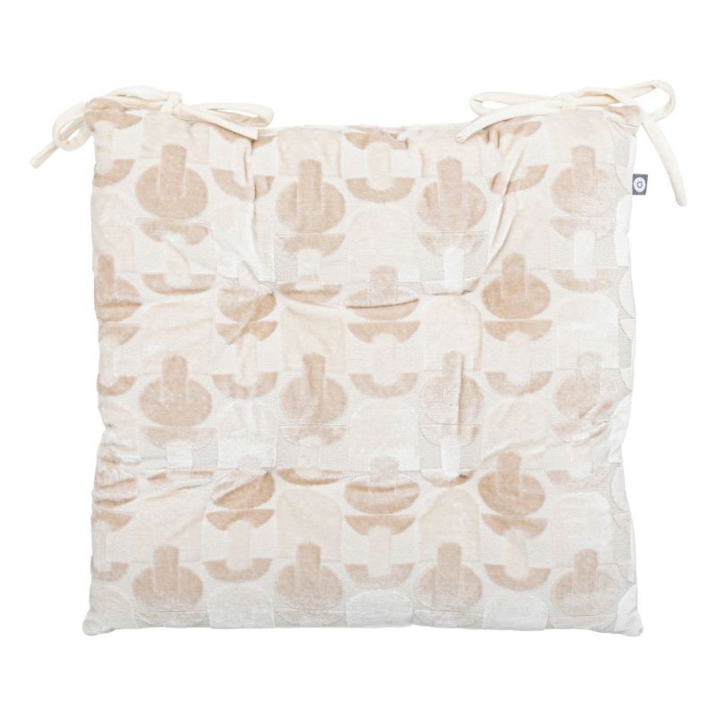 Poduszka na krzesło Luna Atmosphera 38x38 cm beżowa wiązana pikowana 1 szt.