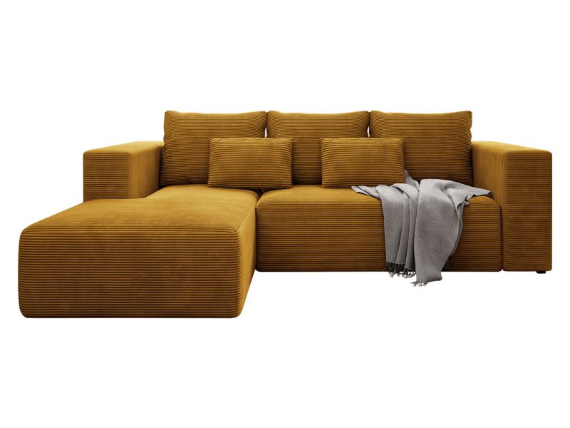 Narożnik z funkcją spania MIRJAN 24 Stripes lewy musztardowy sztruks 1 szt.