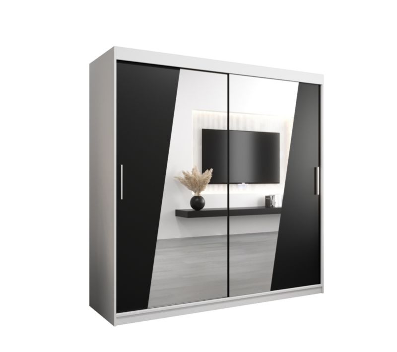 Szafa przesuwna Garderoba Abiks RHOMB 200 biały mat + czarny mat 1 szt.