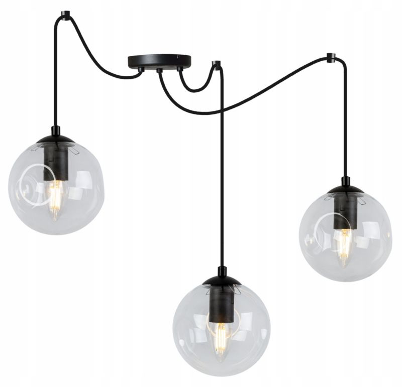 Lampa sufitowa wisząca Light Home LH Spider Monako 3x E27 60W czarny/bezbarwny 1szt.
