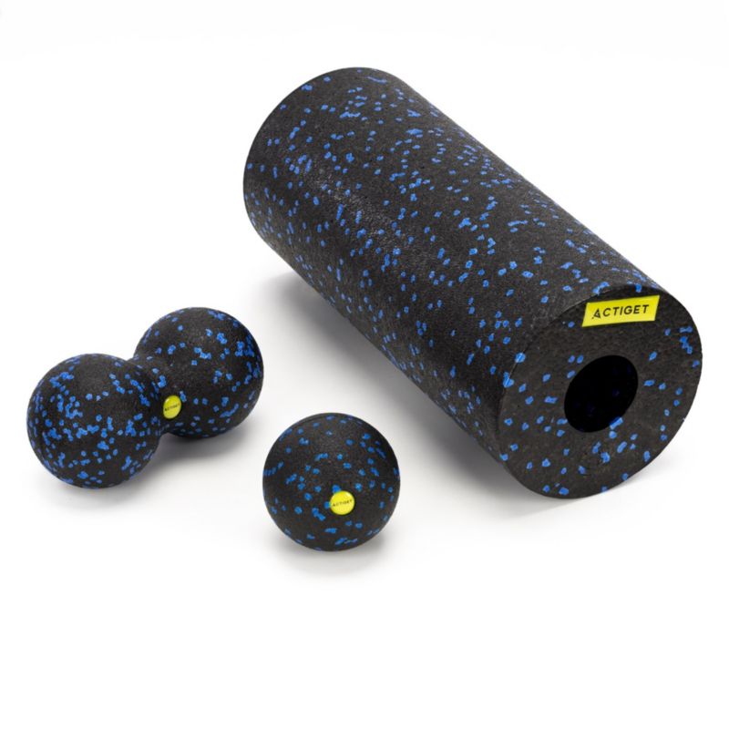 Roller Actiget piłka podwójna, piłeczka punktowa zestaw do masażu ciała masażer czarno-niebieski 1 kpl