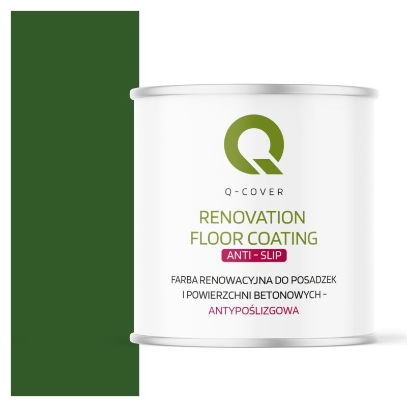 Farba Antypoślizgowa do Posadzek i Powierzchni Betonowych Renowacyjna Q-Cover Zielony Liściasty RAL6002 2.5L