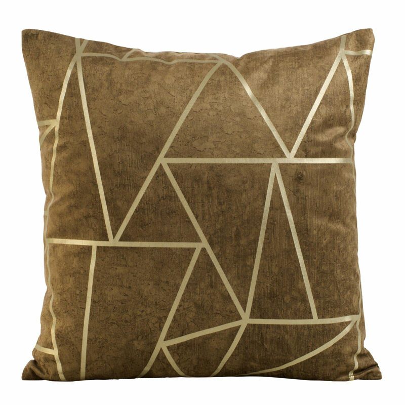Poszewka BLINK 29 Eurofirany 45 x 45 cm brązowa welwetowa z nadrukiem geometrycznym 1 szt.