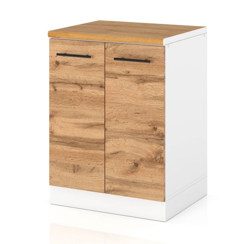 Szafka Kuchenna Hurtownia-Mebli Stojąca D60 sPremium 60cm Biały Mat Dąb Wotan 60x52x85 cm 1szt.