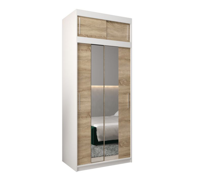 Szafa przesuwna Garderoba Abiks Tokyo 1 100 biały + sonoma z nadstawką 1 szt.