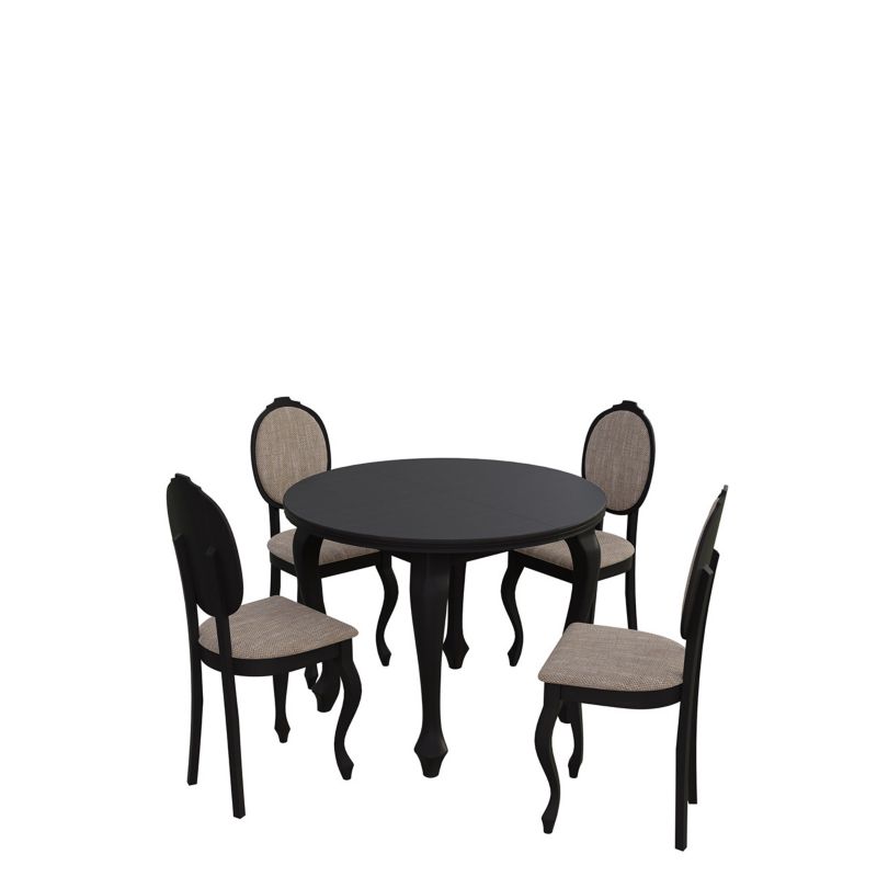 Zestaw RO05 MIRJAN 24 Okrągły stół rozkładany S04 100/140 + 4 krzesła K76 wenge + jasny brąz 1 kpl.