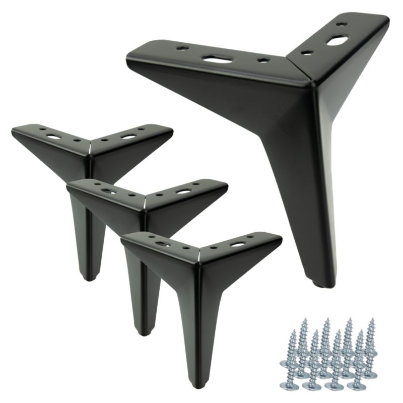 Zestaw noga meblowa B&B Gwiazda czarny mat wysokość 13 cm 4 szt