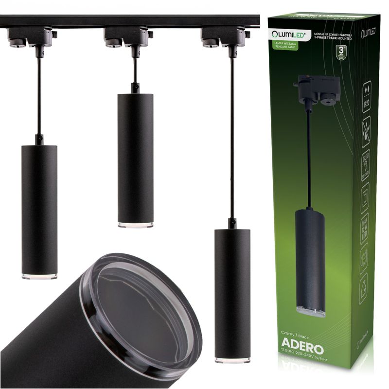 Lampa Sufitowa Lumiled Zwis Reflektor Szynowy GU10 LED Czarny 1 szt.