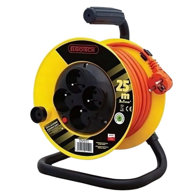 Przedłużacz bębnowy Elgotech 25 m 4 Gniazda 1 szt.