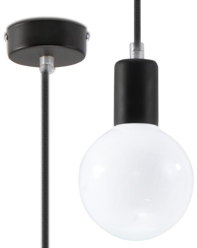 Lampa sufitowa wisząca Sollux Lighting Edison 6518 czarna szerokość 8 cm 1xE27 x 60W 1 szt.
