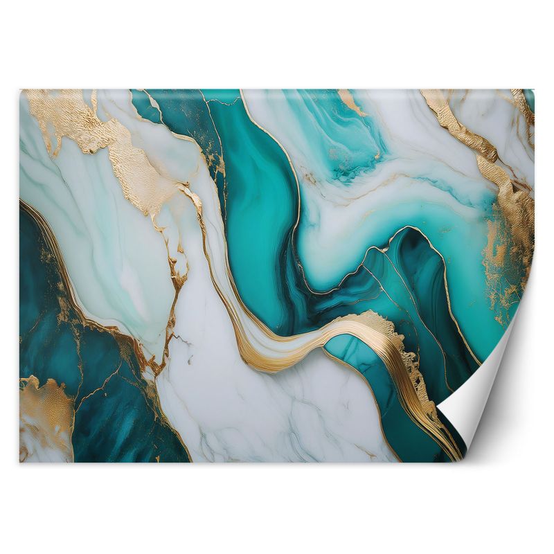 Fototapeta Feeby Turkusowy Kamień Marmur ze Złotem 200x140 1 szt