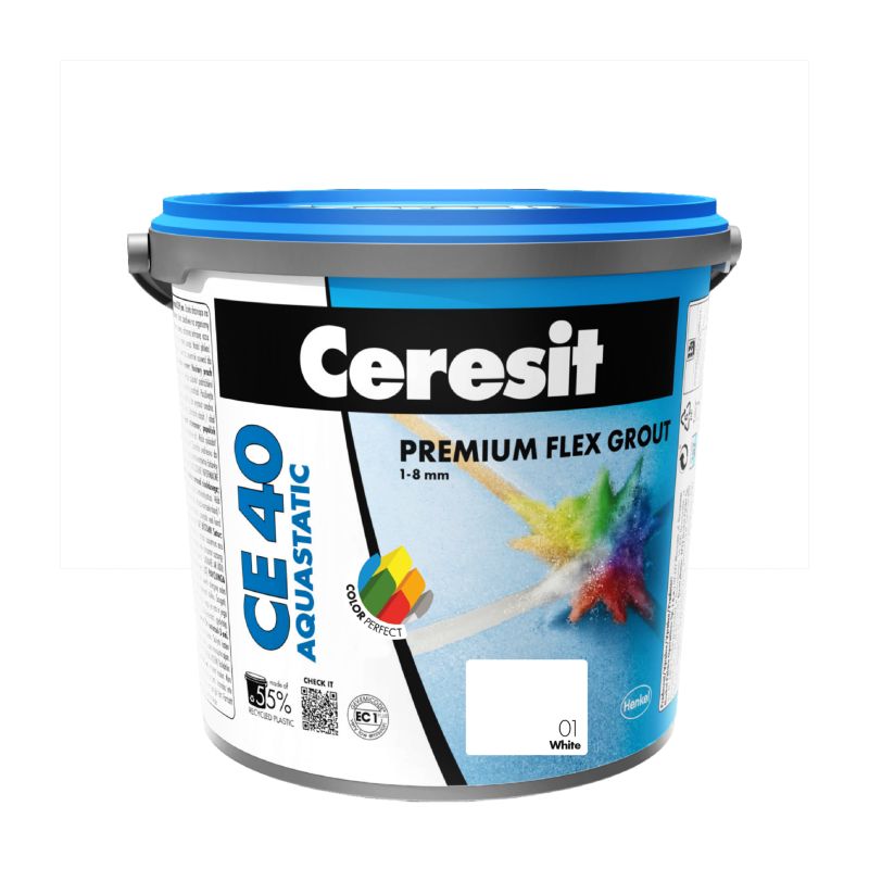 Fuga elastyczna Ceresit CE 40 Aquastatic biała 5 kg