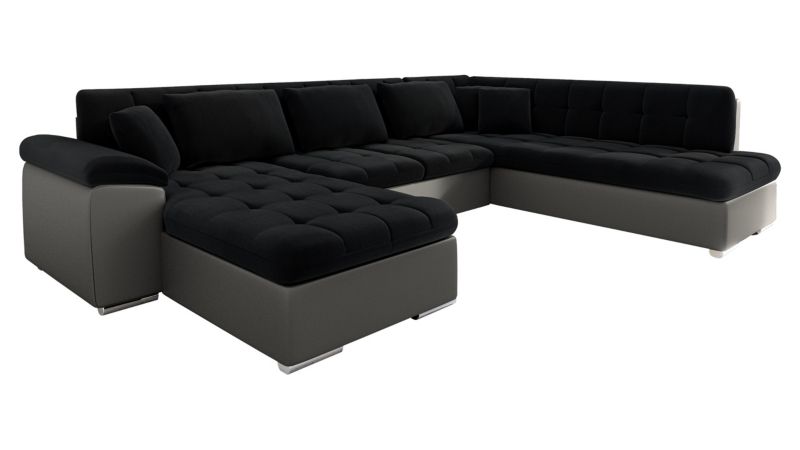 Narożnik z funkcją spania MIRJAN 24 Niko lewy szara ekoskóra + czarny 1 szt.