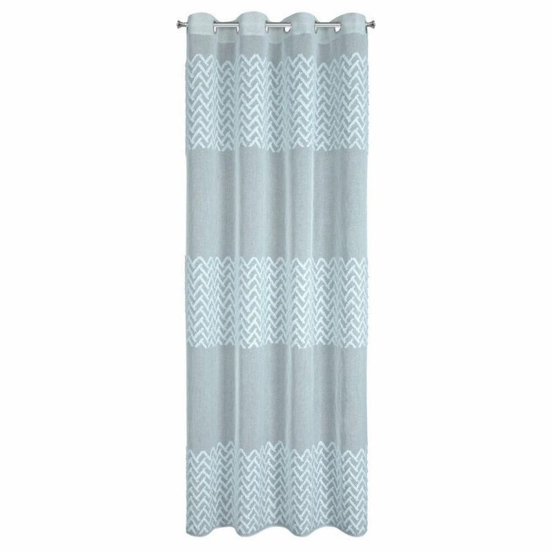 Firana ESTERI Eurofirany 140 x 250 cm niebieska zdobiona puszystą aplikacją szt. 1