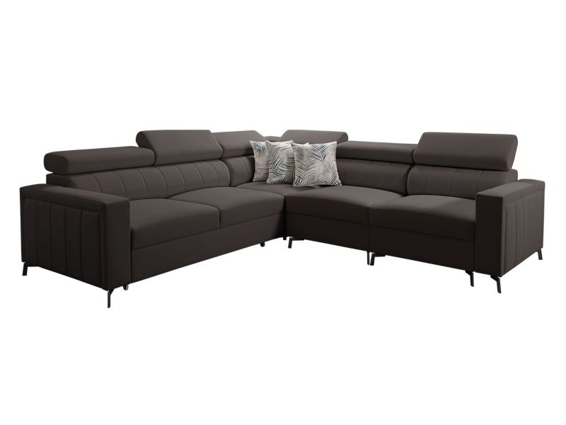 Narożnik z funkcją spania MIRJAN 24 Baltico IV prawy mglisty brąz/wzór w liście 1 szt.