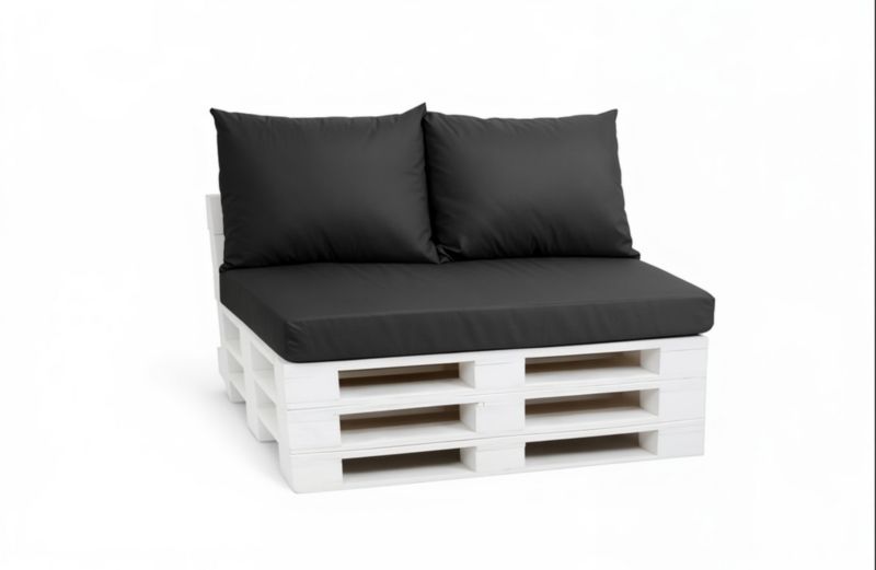 Zestaw 3 poduszek na paletę, Setgarden, 120x80x10 cm, 2x60x50cm oparcie,, Antracytowa dwustronne poduszki na meble ogrodwe, 1szt