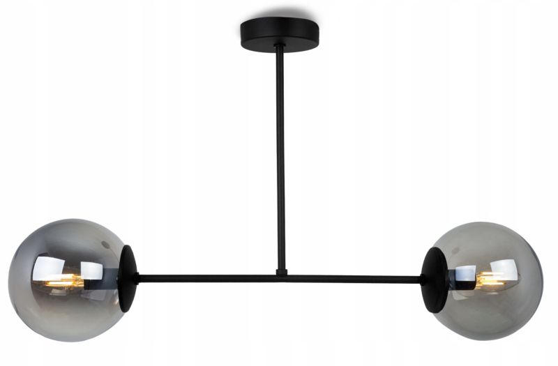 Lampa sufitowa wisząca Light Home LH Tulza 2x E14 40W klosz czarny/dymiony 1szt.