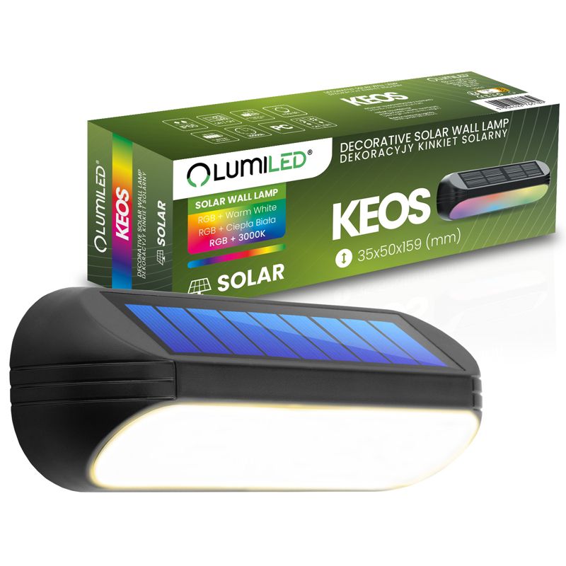 Lampa Solarna Lumiled Ogrodowa LED Kinkiet Ścienny Elewacyjny 3000K RGB 1 szt.