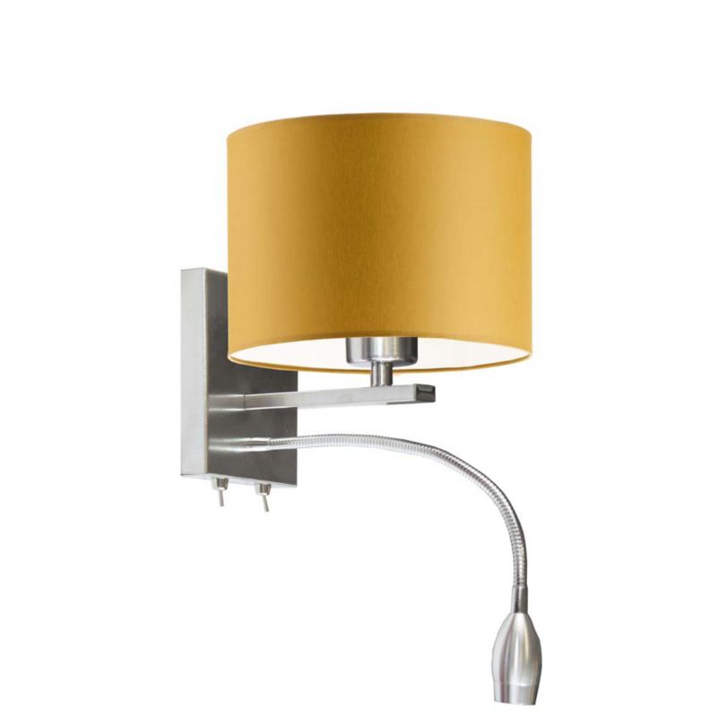 Kinkiet Volta Light Factory Moto Stal szczotkowana/Musztardowy Abażur 1xE27 1szt.