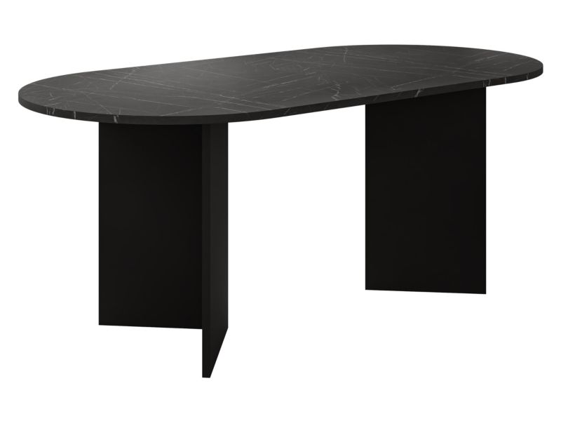 Stół owalny MIRJAN 24 Gelizo czarny marmur + czarny 1 szt.
