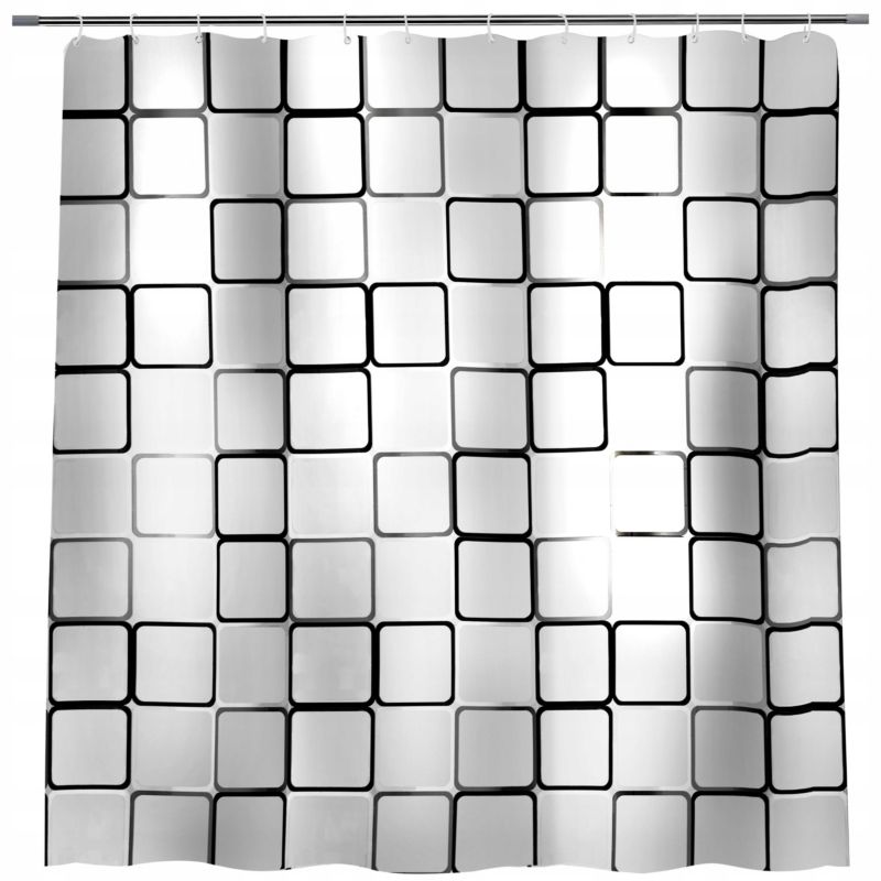 Zasłonka do prysznicu Sepio 180x200 mleczna w kwadraty 1 szt.
