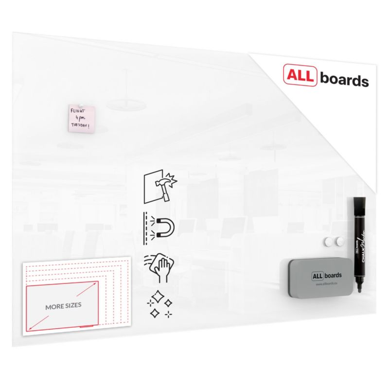 Szklana tablica magnetyczna ALLboards 150x100 cm premium superwhite 1 szt.