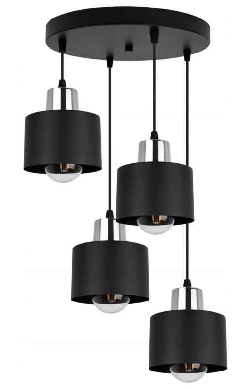 Lampa sufitowa wisząca Light Home LH Panta 4x E27 60W okrągła czarny/srebrny 1szt.