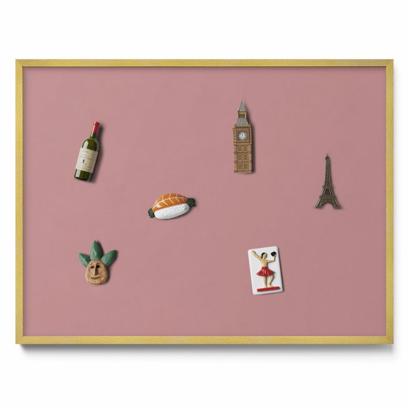 Tablica na magnesy z podróży Tulup 80x60 cm Kolor pastelowy różowy w złotej ramie 1 szt.
