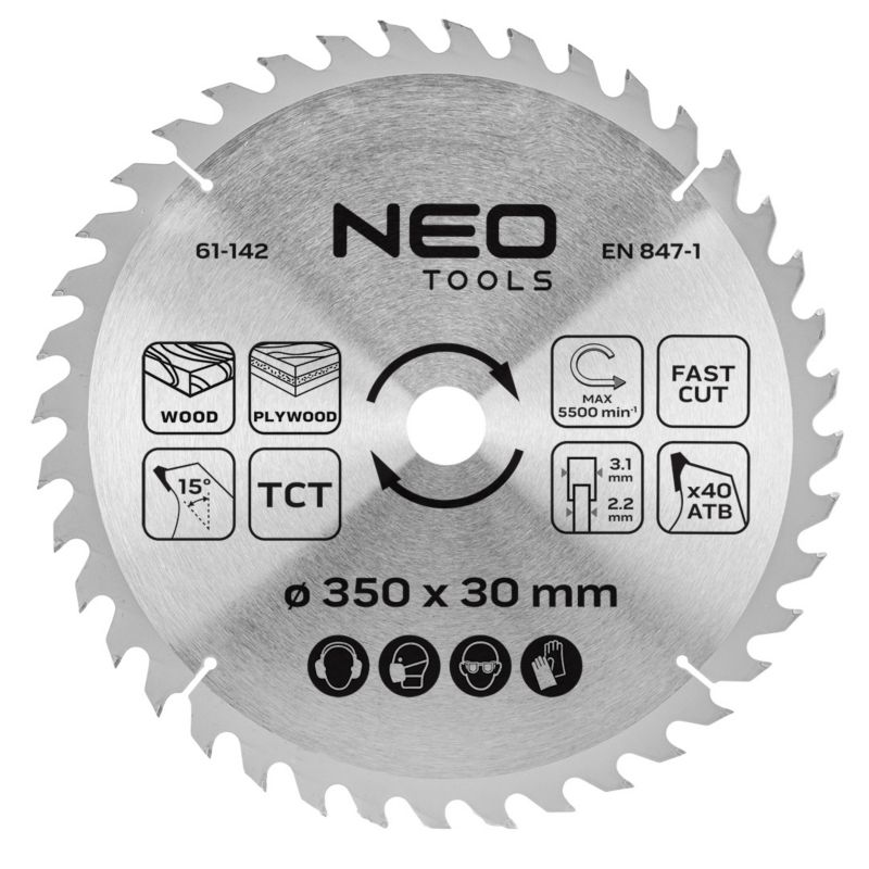 Tarcza do pilarki, widiowa NEO TOOLS, 350 x 30 mm, 40 zębów 1 szt