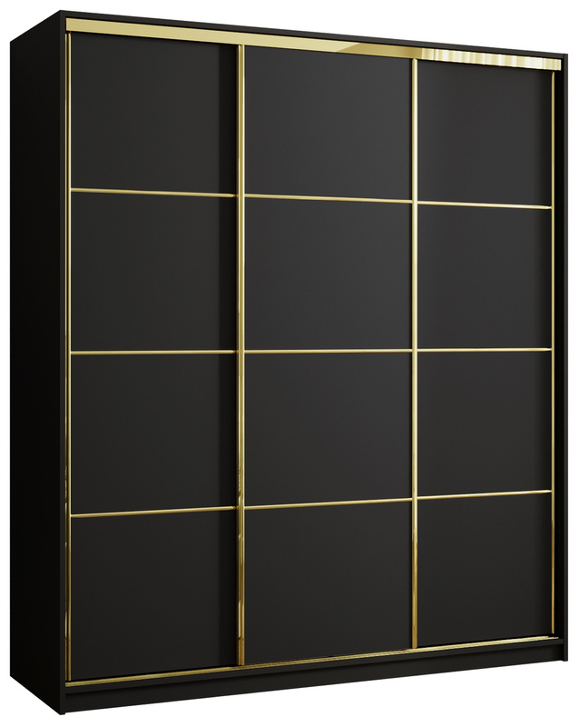 Czarna szafa do sypialni z szufladami 180 cm GOLD NEW