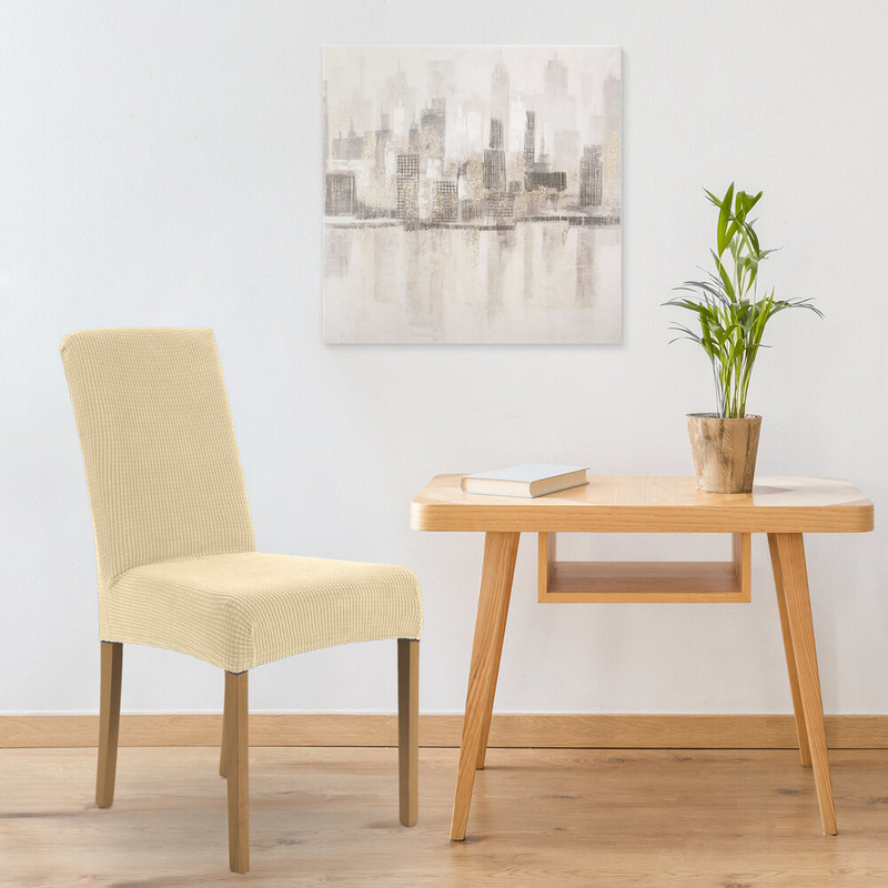 Kremowy pokrowiec na krzesło wodoodporny 35x30x55 cm LUNEO elastyczny