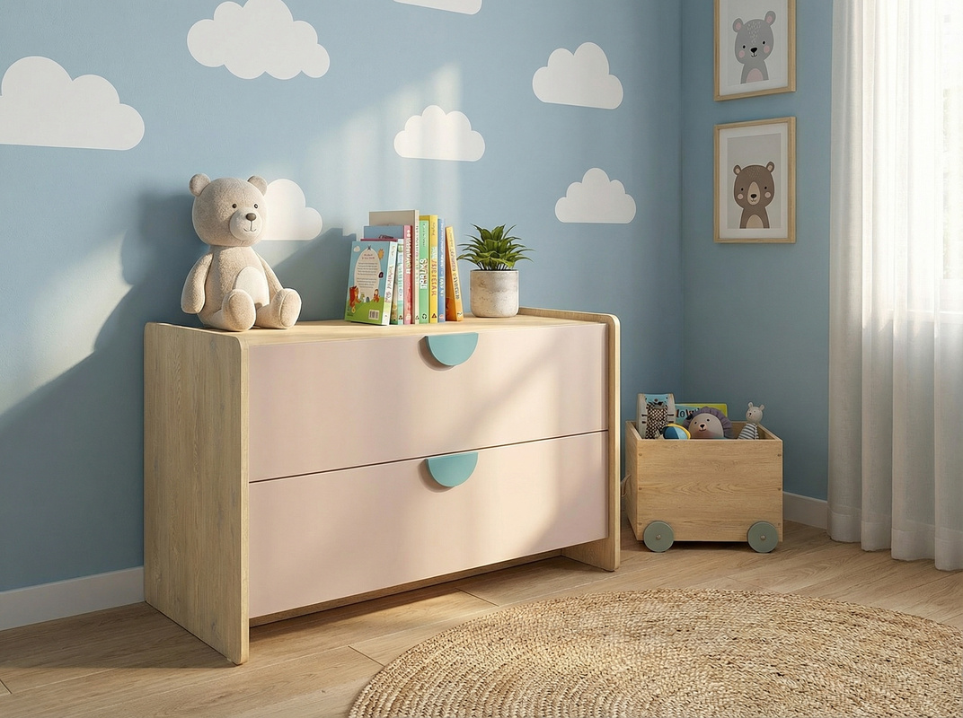 Mała komoda z szufladami 93 cm dla dziecka LOLLIE dąb cremona