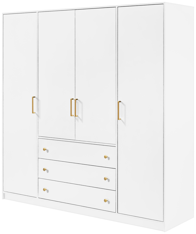 Biała szafa 196 cm do sypialni w stylu retro PRESTO