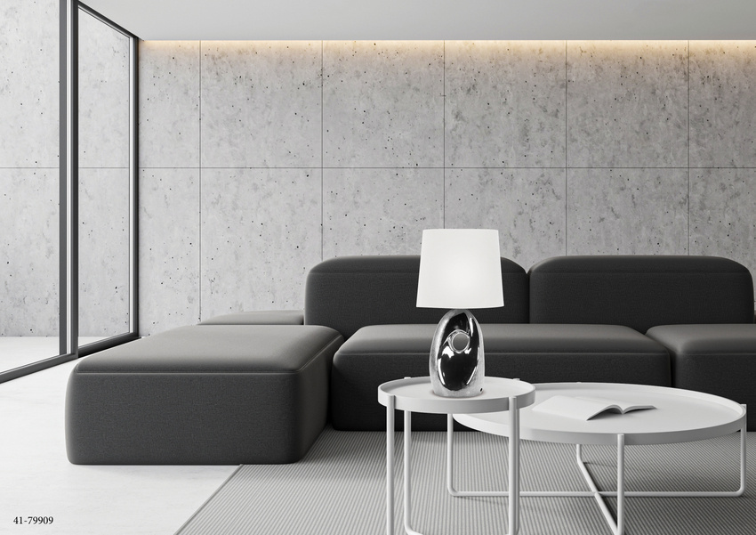 Biało-srebrna lampka stołowa nocna do sypialni HIERRO ceramiczna E27