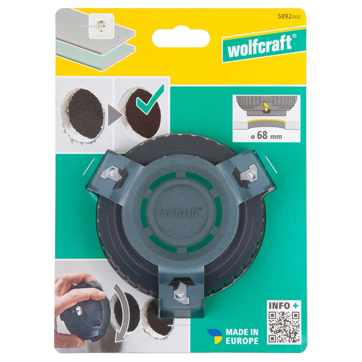 Wolfcraft Pogłębiacz krawędzi otworów do płyt GK - śr. 68 mm