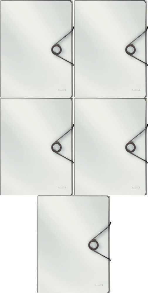 5x Teczka na dokumenty Leitz Solid, z gumką, A4, PP, 30mm, biały
