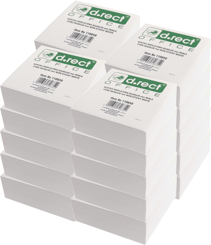 20x Karteczki do notatek D.Rect, nieklejone, 85x85x30mm, biały