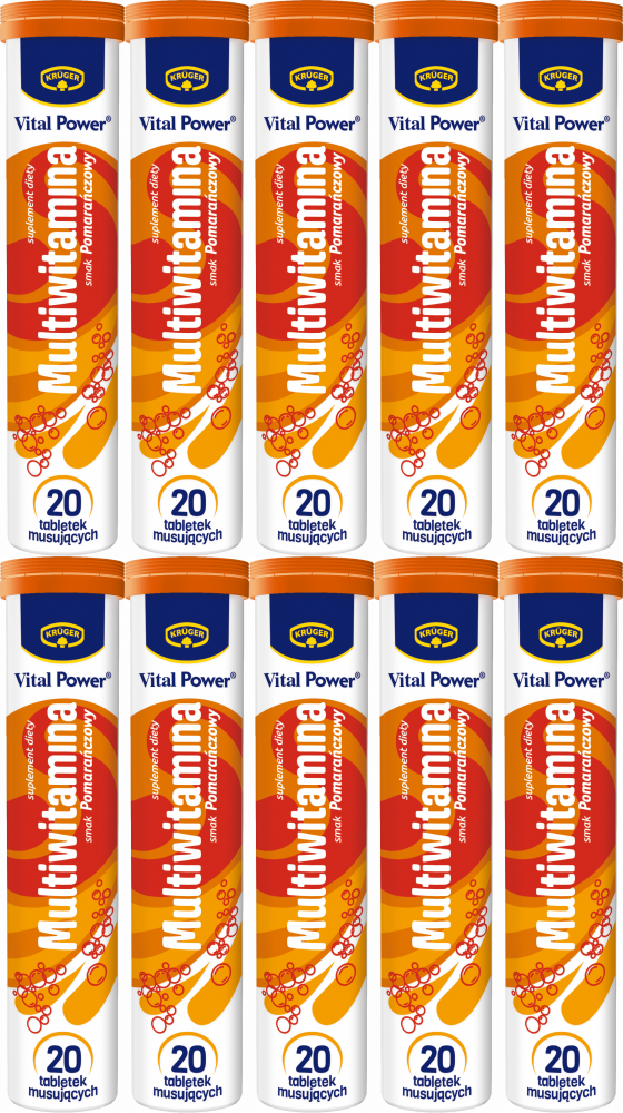 10x Tabletki musujące Vital Power multiwitamina, 90g, 20 tabletek
